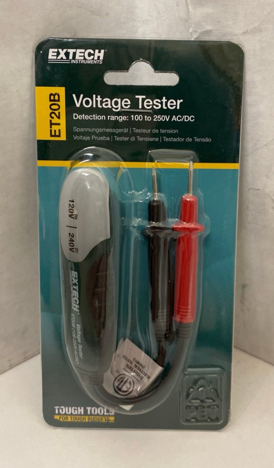 Extech ET20B Voltage Tester 100-250V AC/DC Electrical Circuit Detector