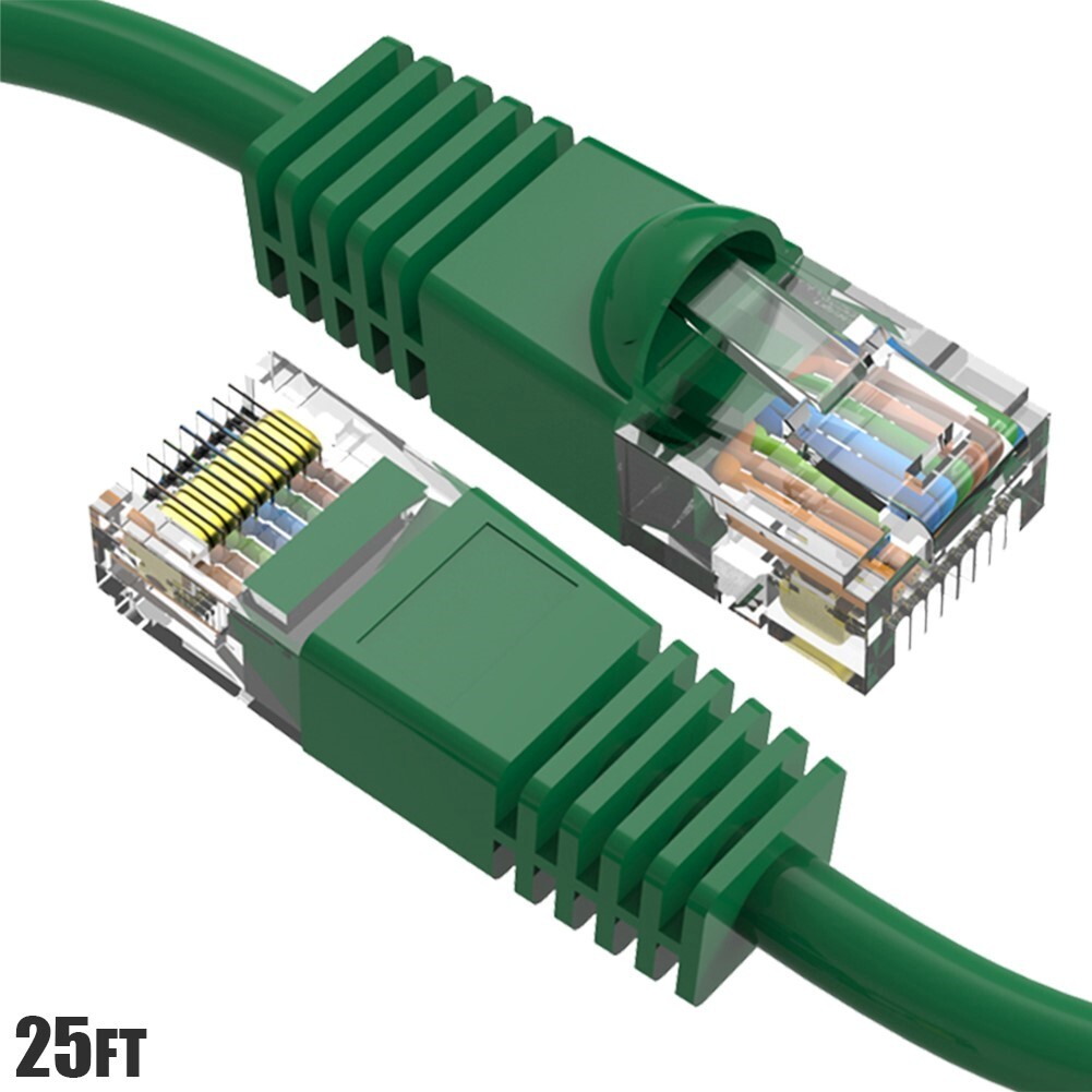 25FT Cat6 RJ45 LAN Network Ethernet Router Molded UTP Snagless Patch Cable Green