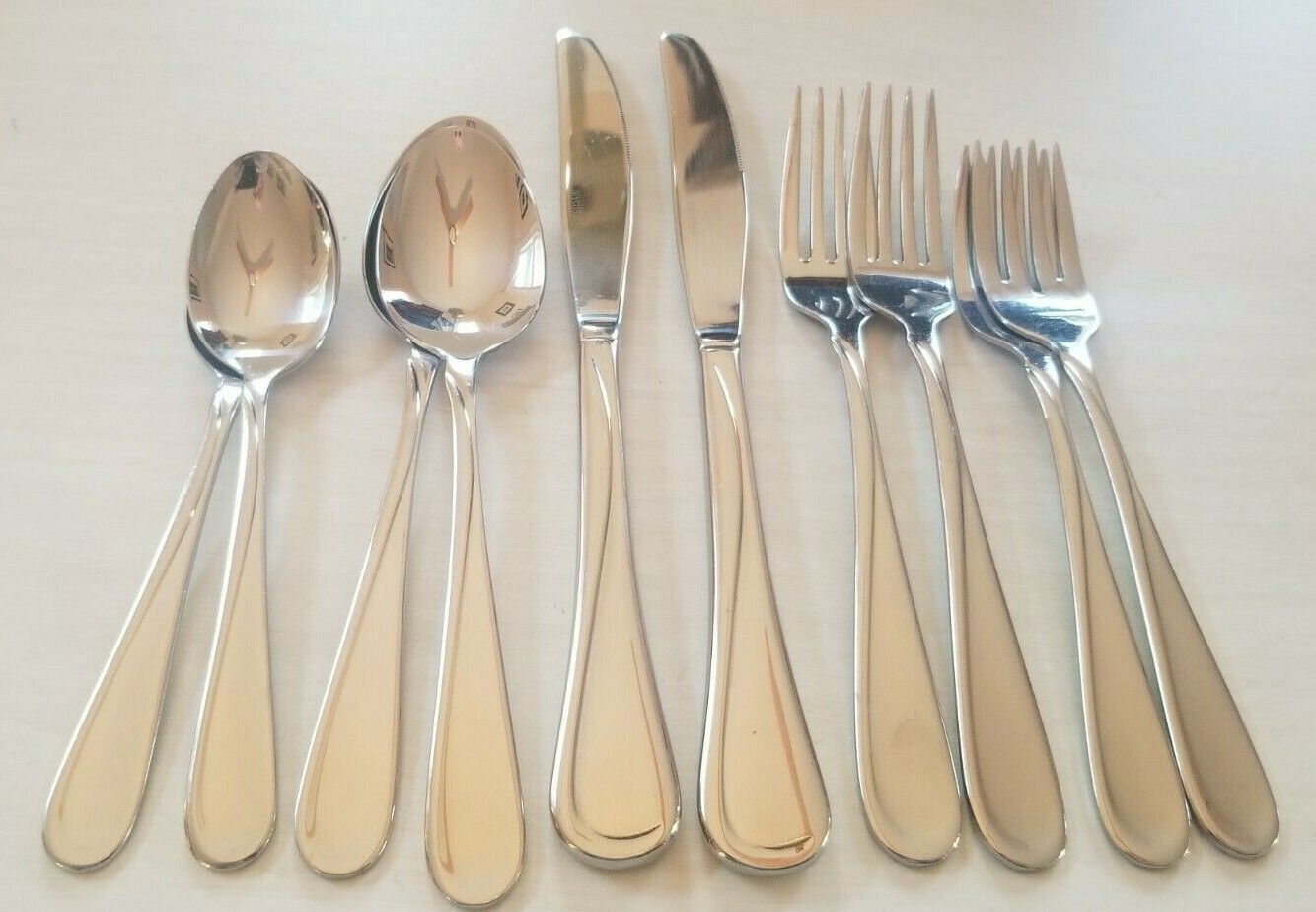 10pc Oneida FLIGHT RELIANCE 2x5pc Place Settings Stainless Knives Forks Spoons