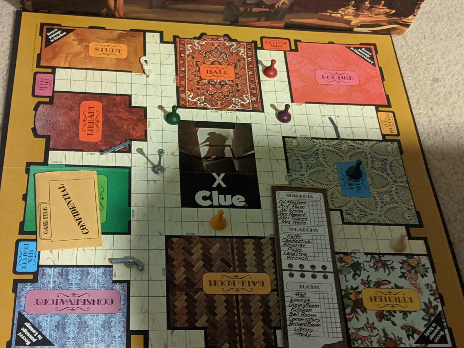 Vintage 1972 Clue Board Game Replacement Parts and Pieces