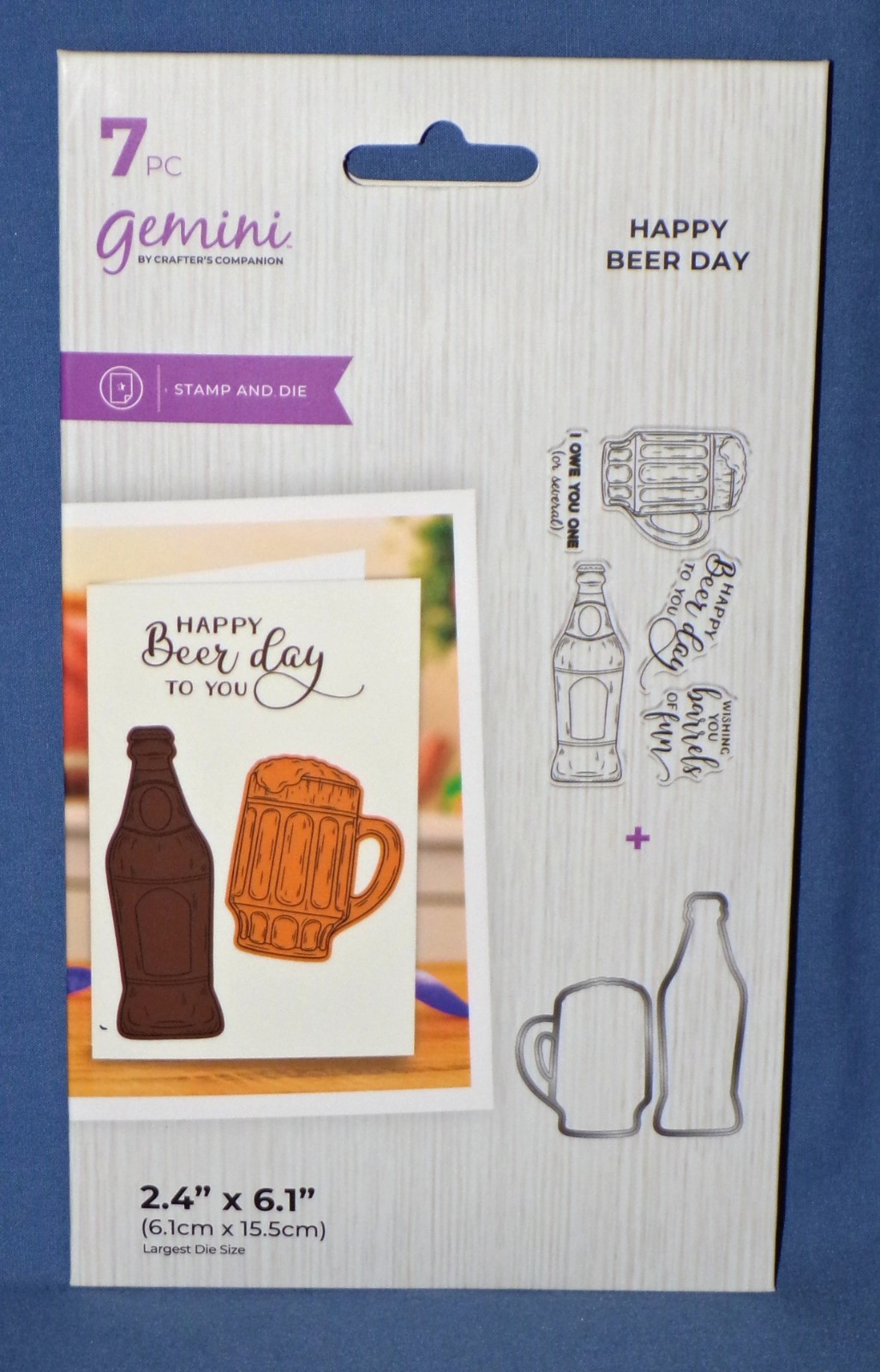 Gemini Happy Beer Day Dies & Stamps 7pc Set HTF New Crafters Companion Free Ship