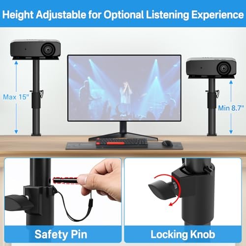 Height/Tilt/Swivel Adjustable Desktop Projector Stand Table for Aurzen 1- Pack