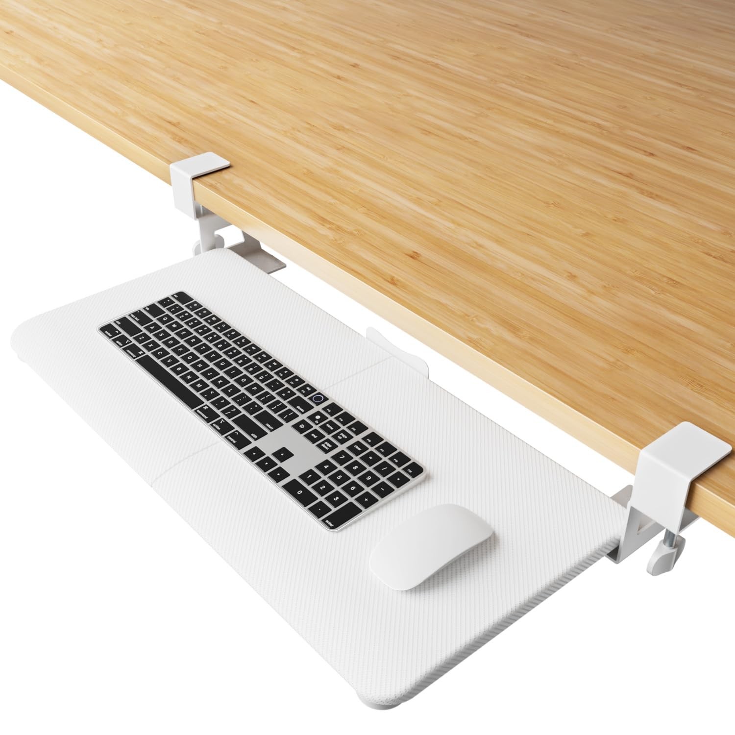 Large Keyboard Tray Under Desk Pull Out with Extra Sturdy C Clamp Mount Syste...