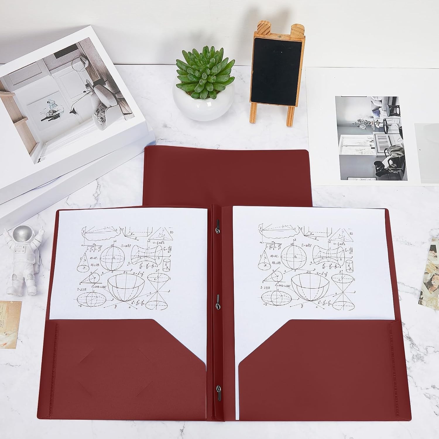Durable 100-Pack Dark Red Plastic Folders with Pockets & Prongs for All Needs