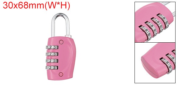 Combination Lock, 4 Digit Outdoor Padlock Waterproof Locker Lock, Pink