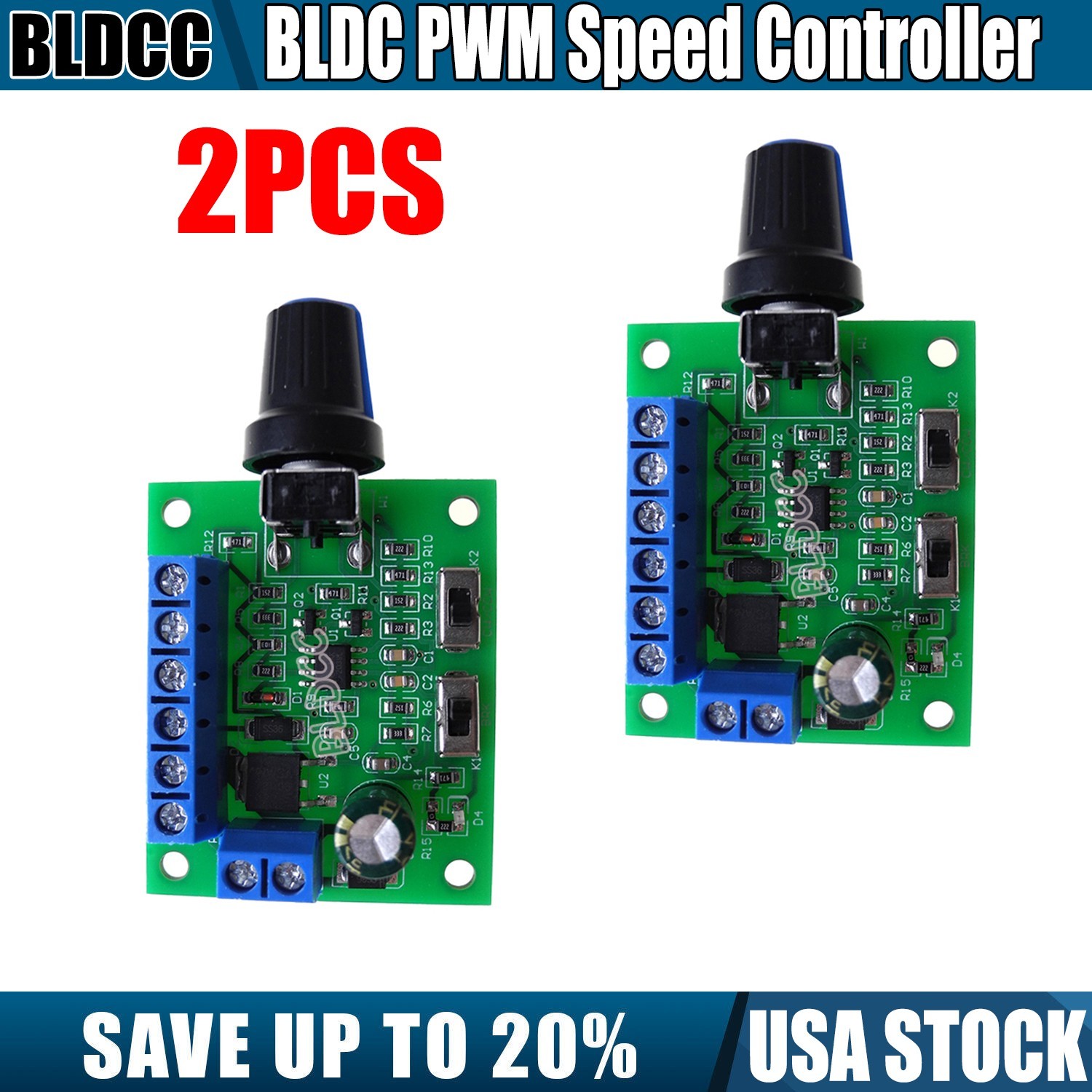 2* 12V/24V High-Frequency 20kHz BLDC PWM Speed Controller 8V-26V Speed Regulator