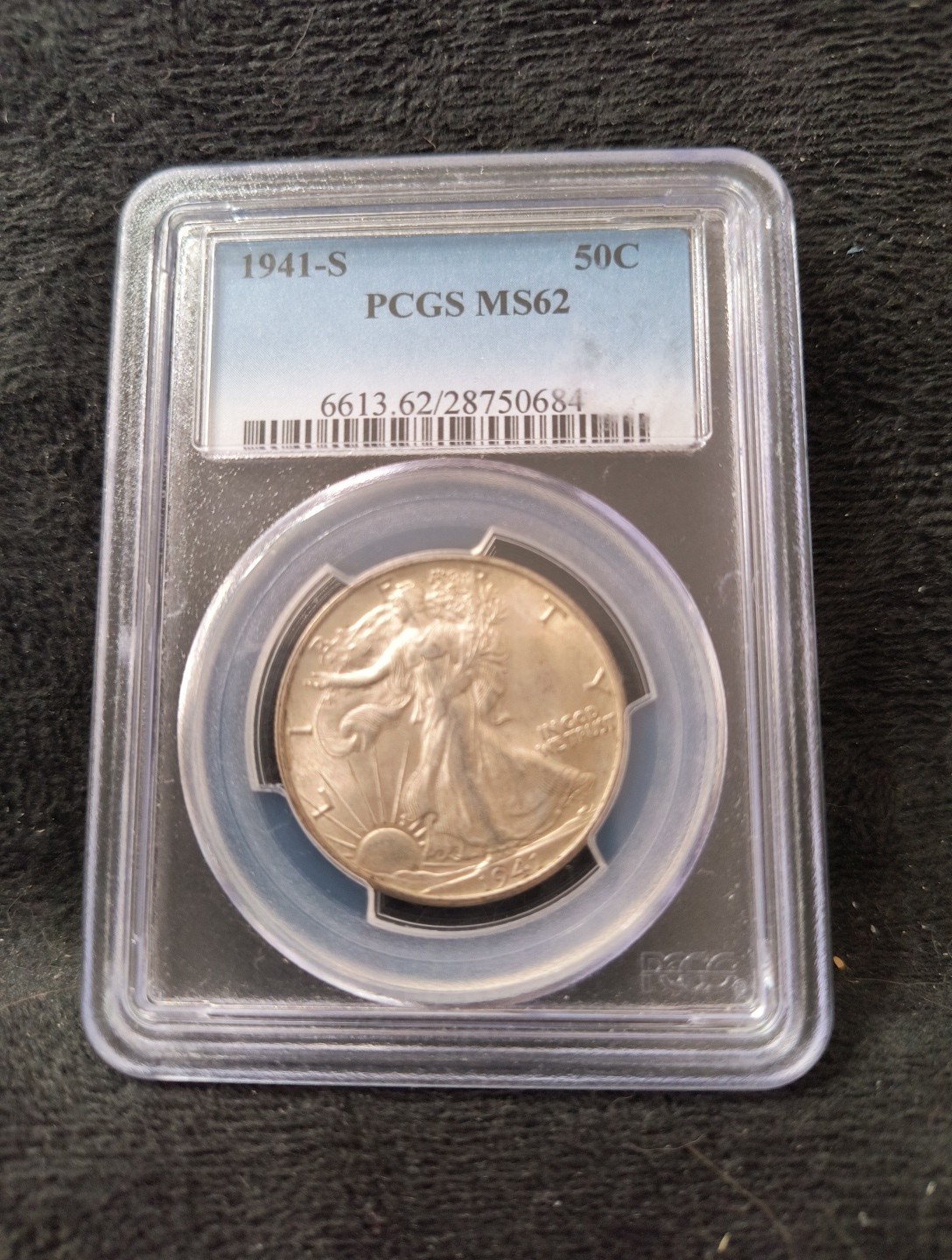 1941-S Walking Liberty Half PCGS MS62 Nice Luster Slight Edge Toning