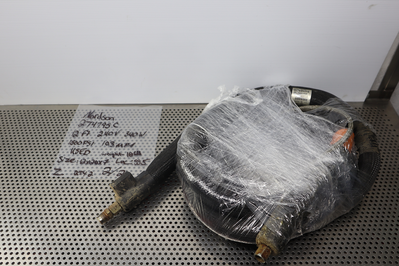 NORDSON 274795C Hot Melt Glue Hose 12' Long 240V 340W 1500PSI Used See All Pics