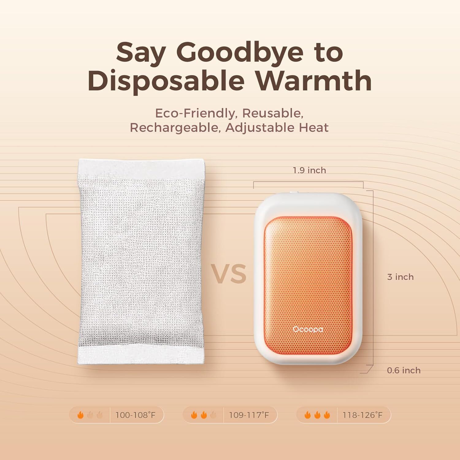 OCOOPA Magnetic 2 in 1 Rechargeable Hand Warmers 5000mAh Power Bank 16 Hrs Heat