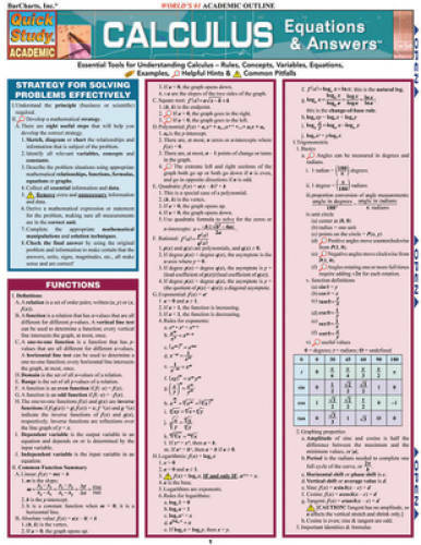 Calculus Equations & Answers (Quickstudy: Academic) - Pamphlet - GOOD