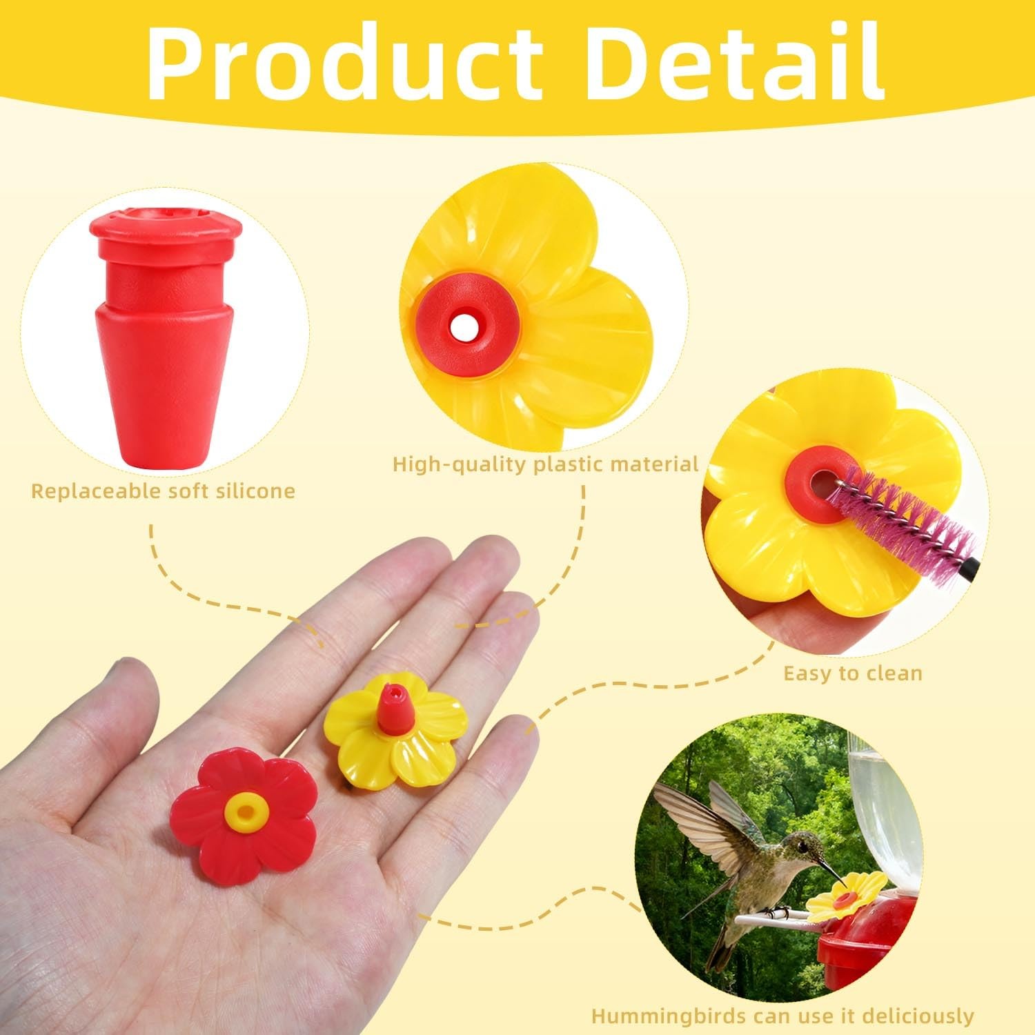 20 Pieces Hummingbird Feeder Replacement Flowers Plastic Multicolor