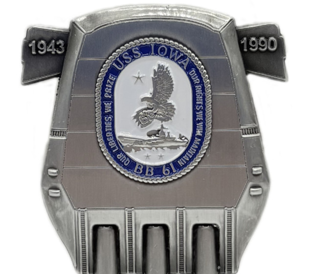 USS Iowa (BB-61) Main Battery Shaped Challenge Coin