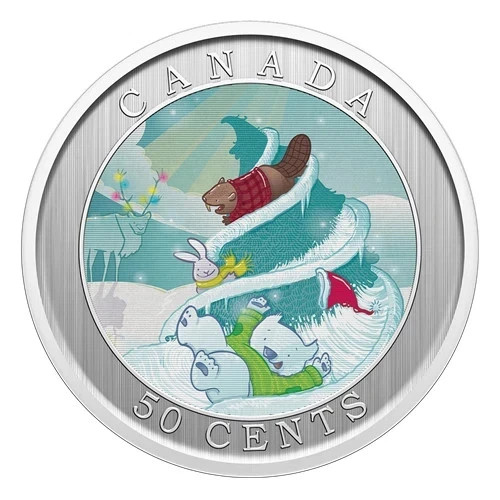 WHIMSICAL HOLIDAY TREE Lenticular Metal Coin 50 Cents Canada 2025 New unopened