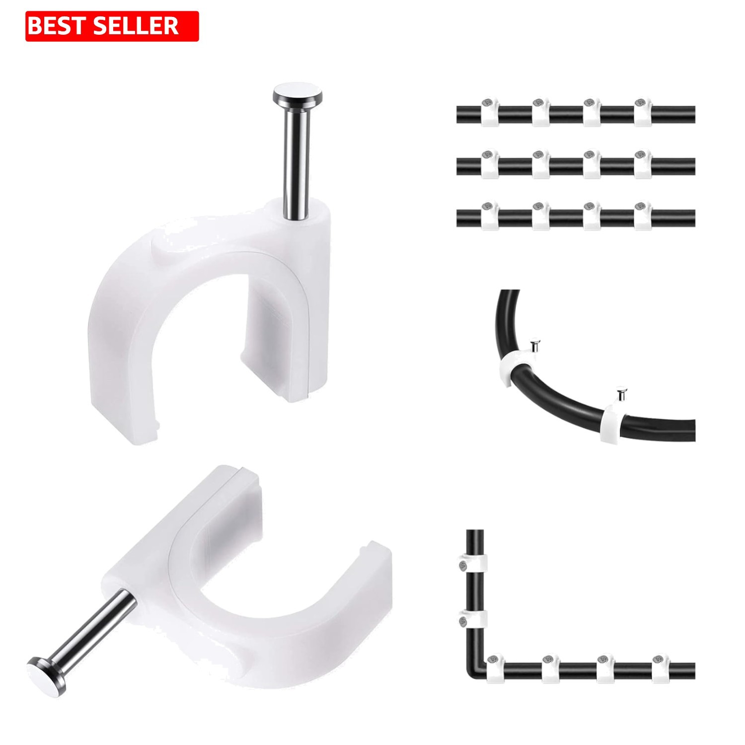 Versatile 100 Pcs 8mm Cable Tacks - Durable Plastic Clips for Organizing Cords