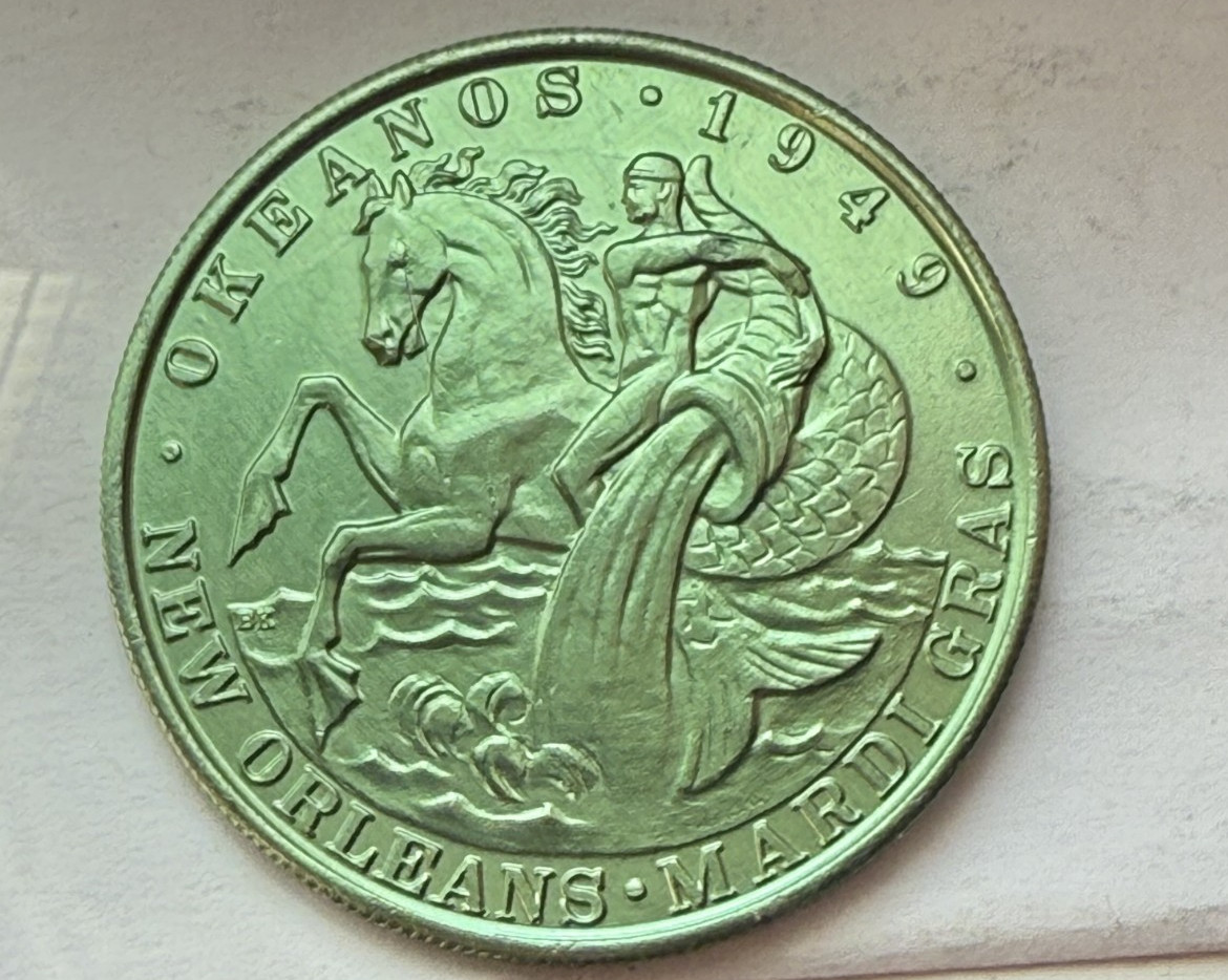 Krewe of Okeanos Famous Operas and Operettas Green Aluminum 1971 Doubloon