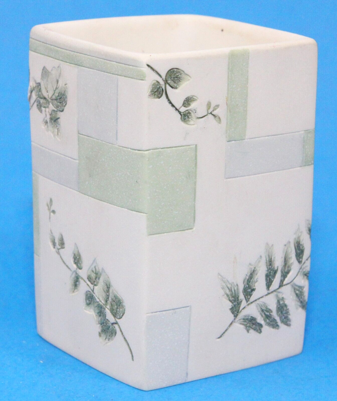 Croscill Rainier Everest Planter Tumbler Vintage 8 oz Ceramic 3.75" Tall Square