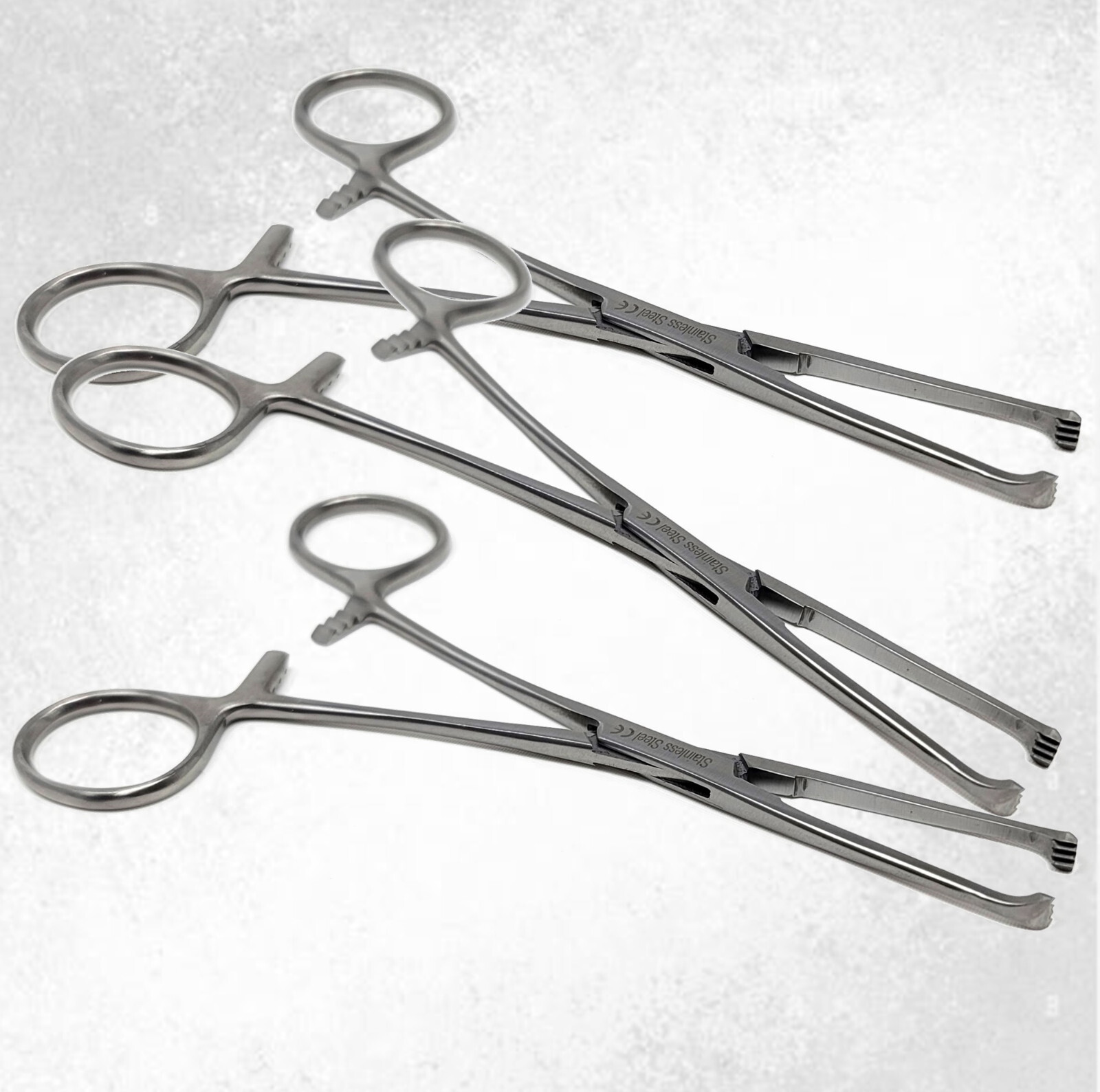 Set of 3 Premium O.R Grade Allis Tissue Forcep Veterinary Clamps 4X5 TEETH - 6"
