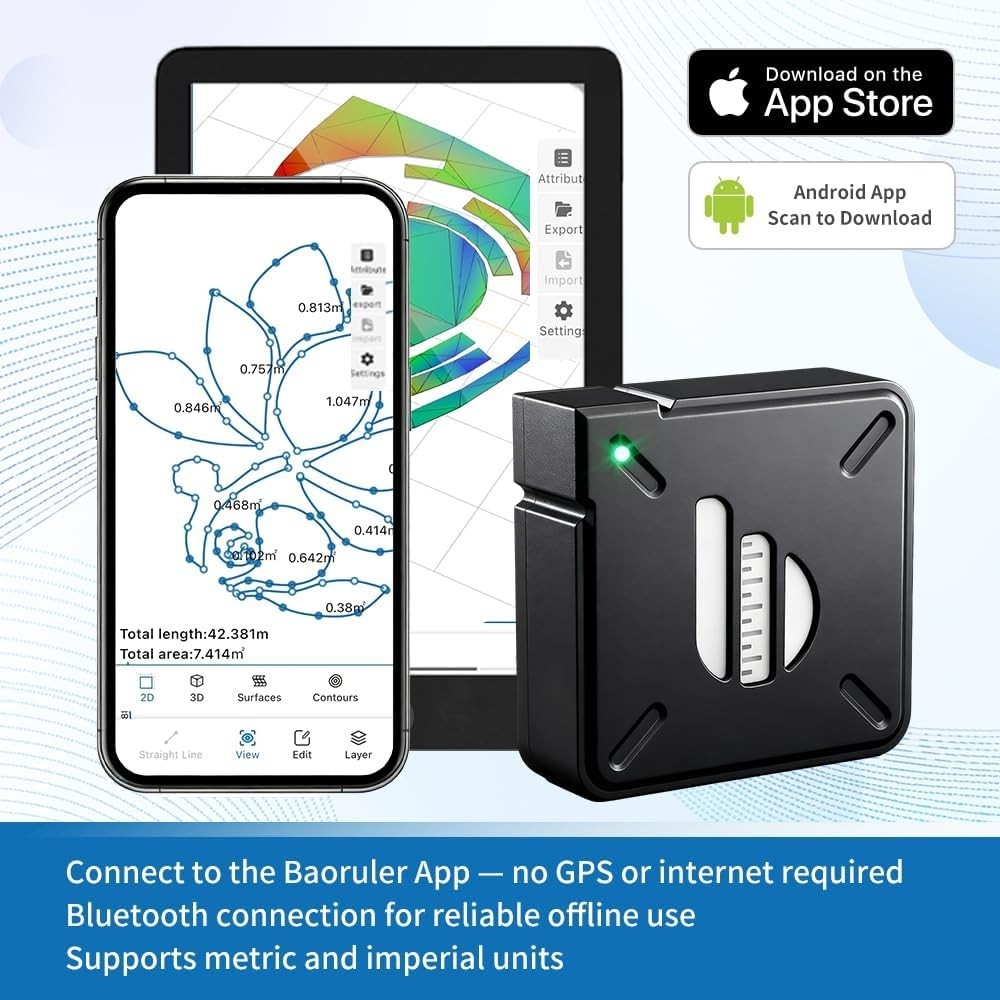 Baoruler 3D Motion Measuring Tool Walk-to-Map Digital CAD Export DXF DWG App BT