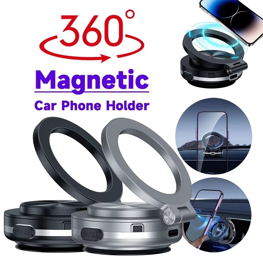 2026 Electric Vacuum Magnetic Suction Cup Car Phone Mount 360° Rotation Holder