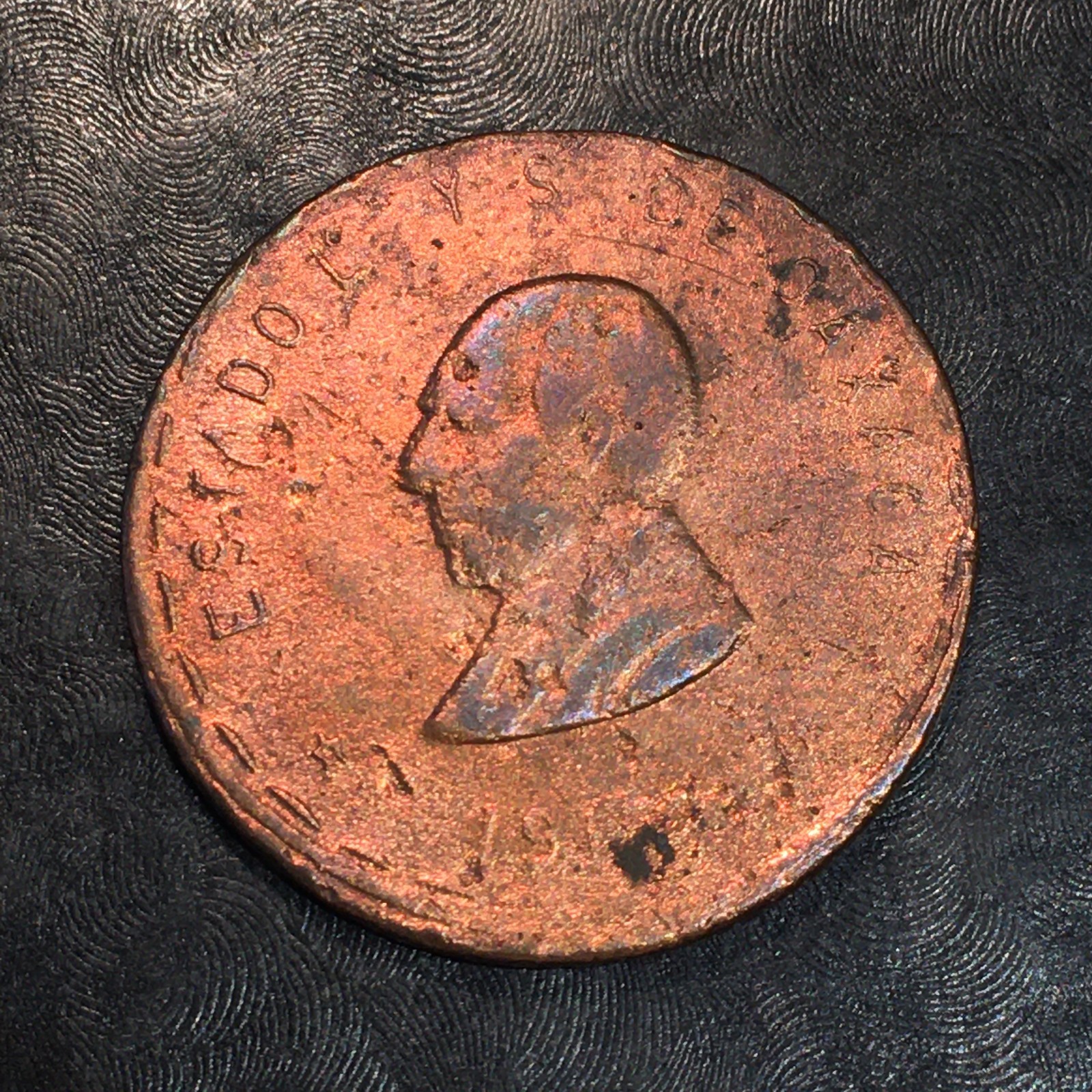 1915 Oaxaca Mexico Revolution 10 Centavo 6th Bust Curved Trunc #R708