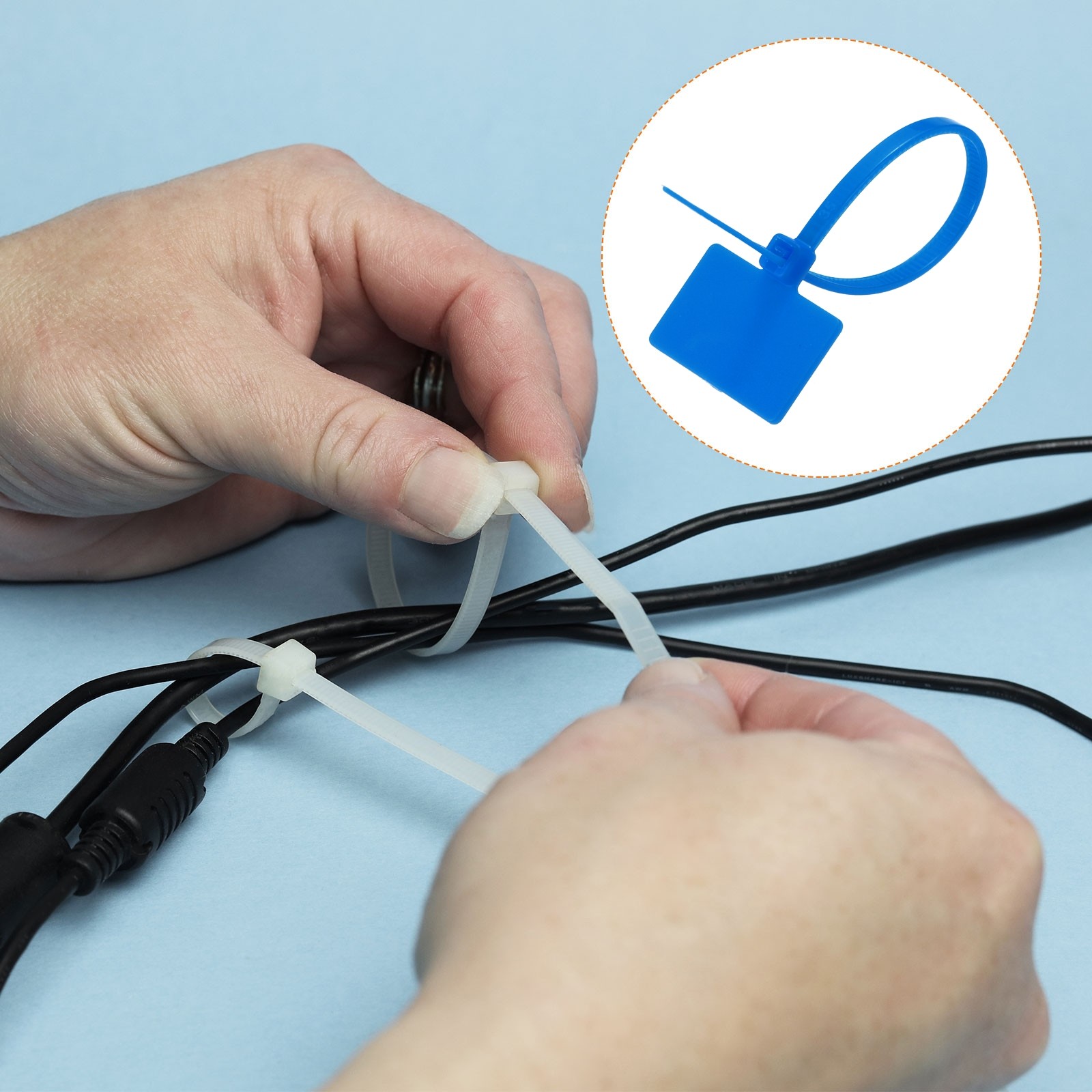 100pcs Marker Cable Zip Ties, 4 Inch Self-Locking Labels Zip Tie Wraps,Blue