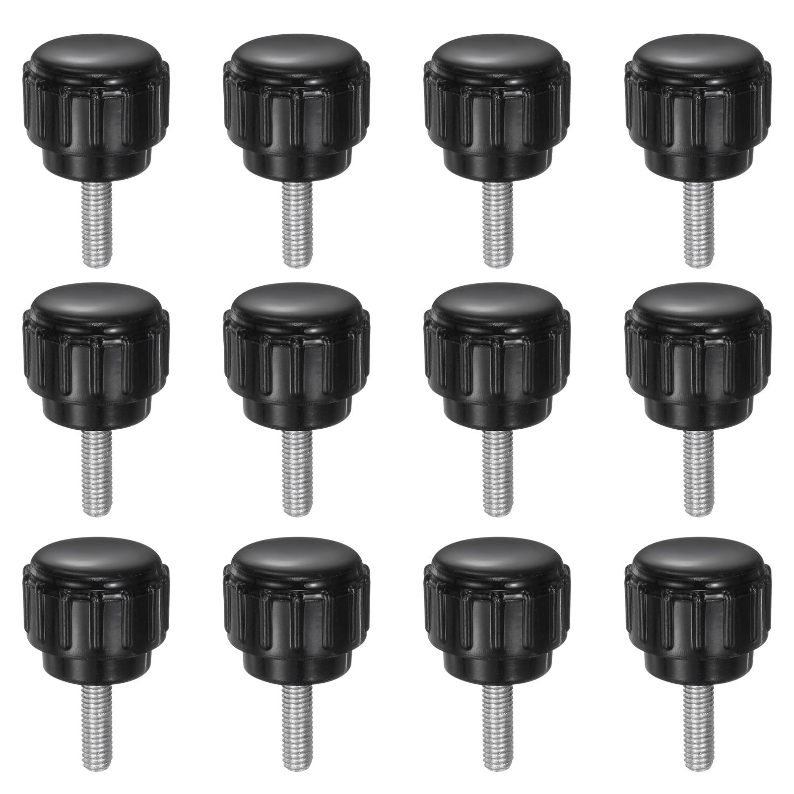 uxcell 12pcs Knurled Clamping Knobs M3 x 10mm Metric x x 14mm, Black