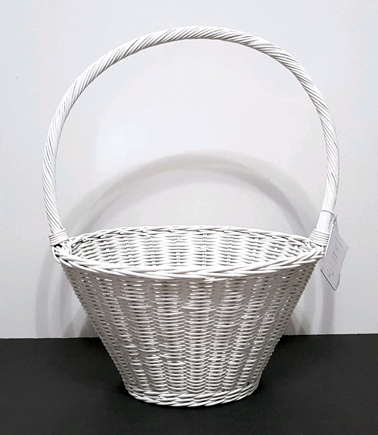 Pottery Barn Large White Wicker Basket 12" NWT Easter Holiday Spring