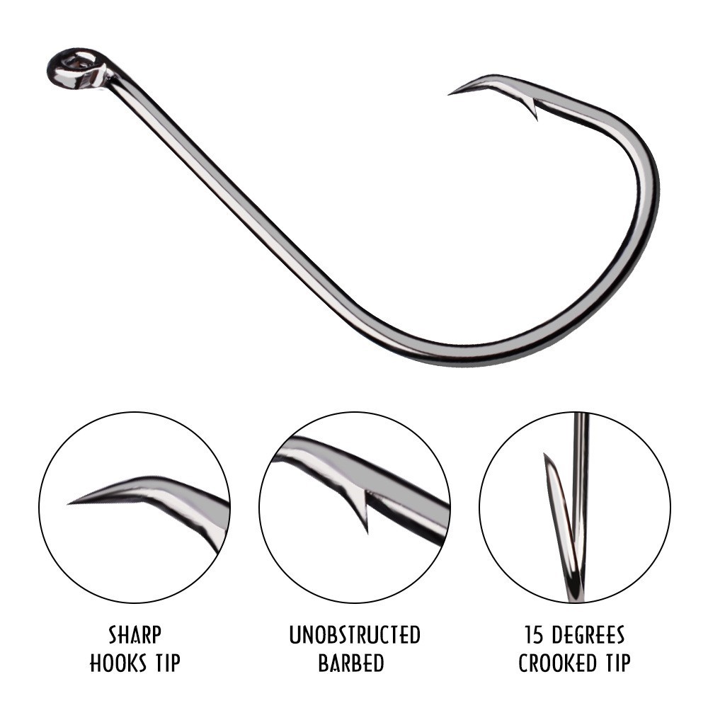Lot 100pcs High Carbon Steel Hooks Octopus Black Fishing Hooks Barbed 1#-8/0#