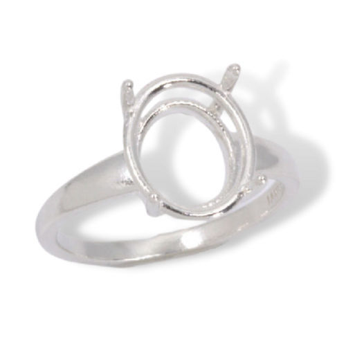 (9x7mm - 14x10mm) Oval Wide Band Sterling .925 Ring Mounting (Ring Sizes 5-11)