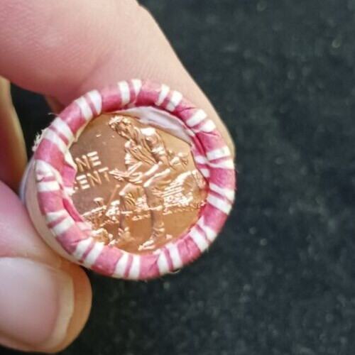 2009-D OBW BU Roll of Lincoln-Log Splitting Penny Coins from fresh cut bank box