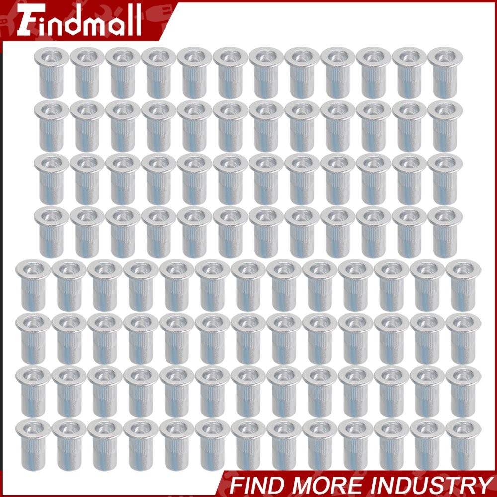 Findmall 100 Pack 10- 24 Aluminum Rivet Nut Rivnut Insert Nutsert SAE