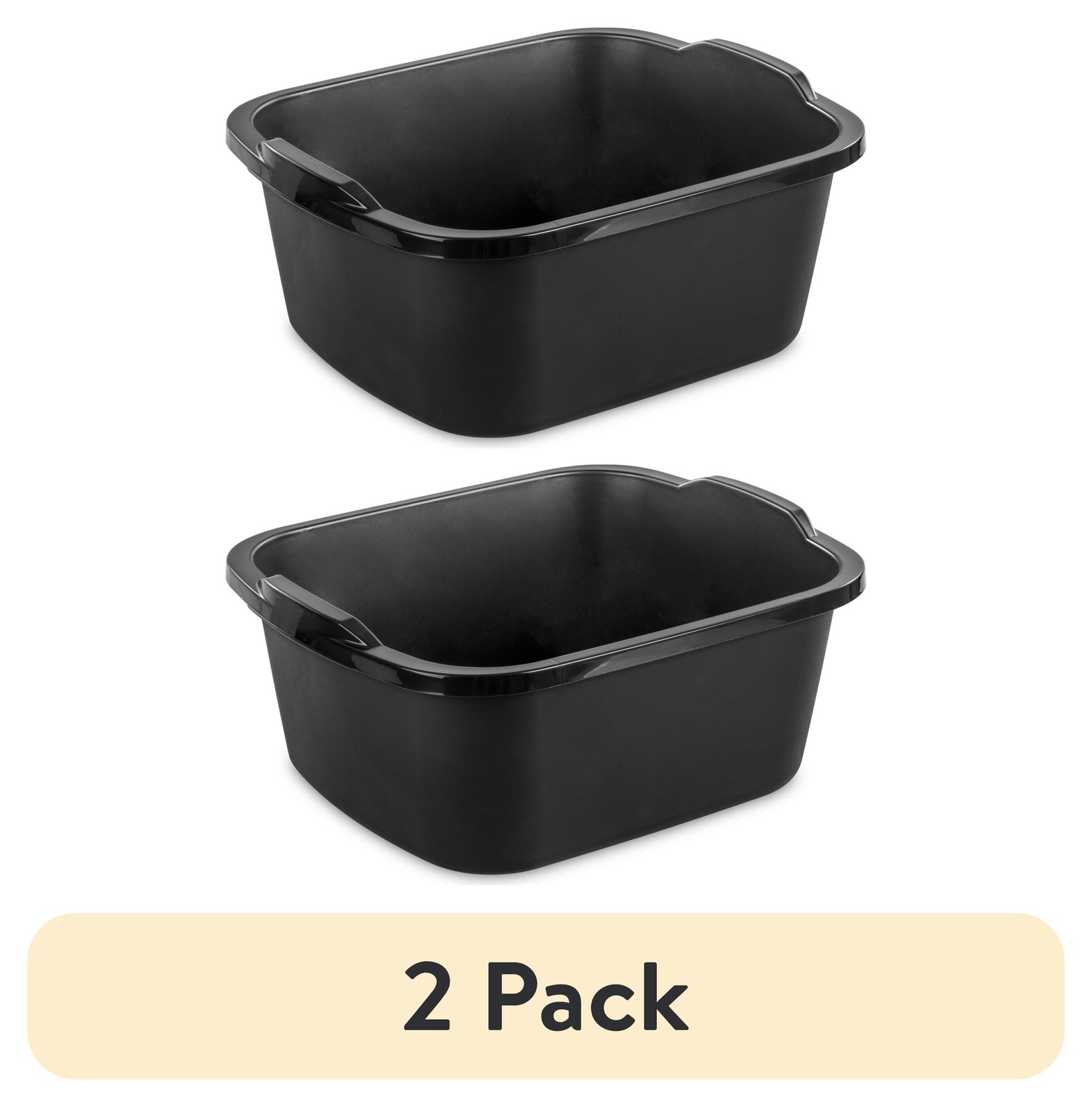 (2 pack) Sterilite 18 Qt. Dishpan, Multi-Purpose Plastic Wash Tub, , Sink, Black