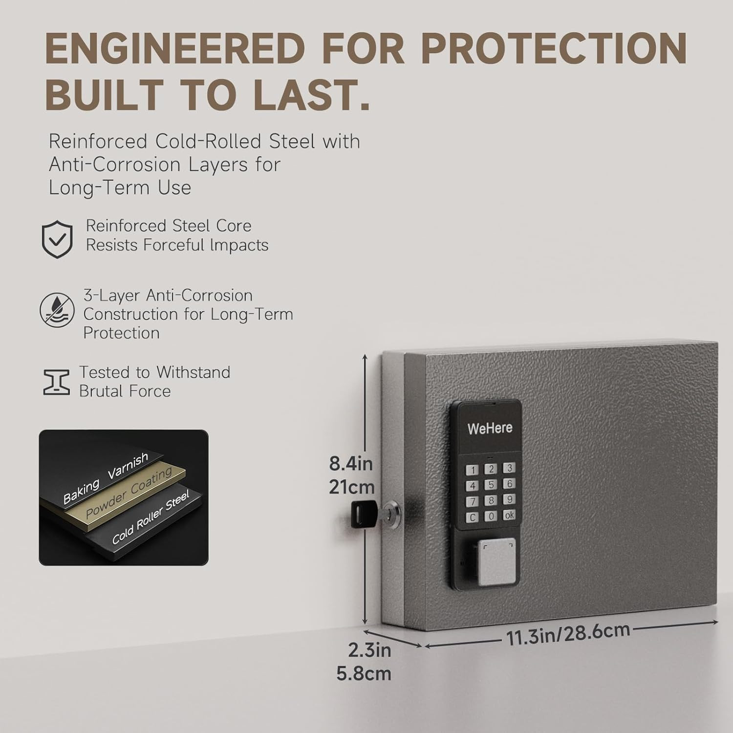 Wehere 16 Key Lock Box Wall Mount, APP Bluetooth/Otp/Wi-Fi/Fixed Code/Key Unlock