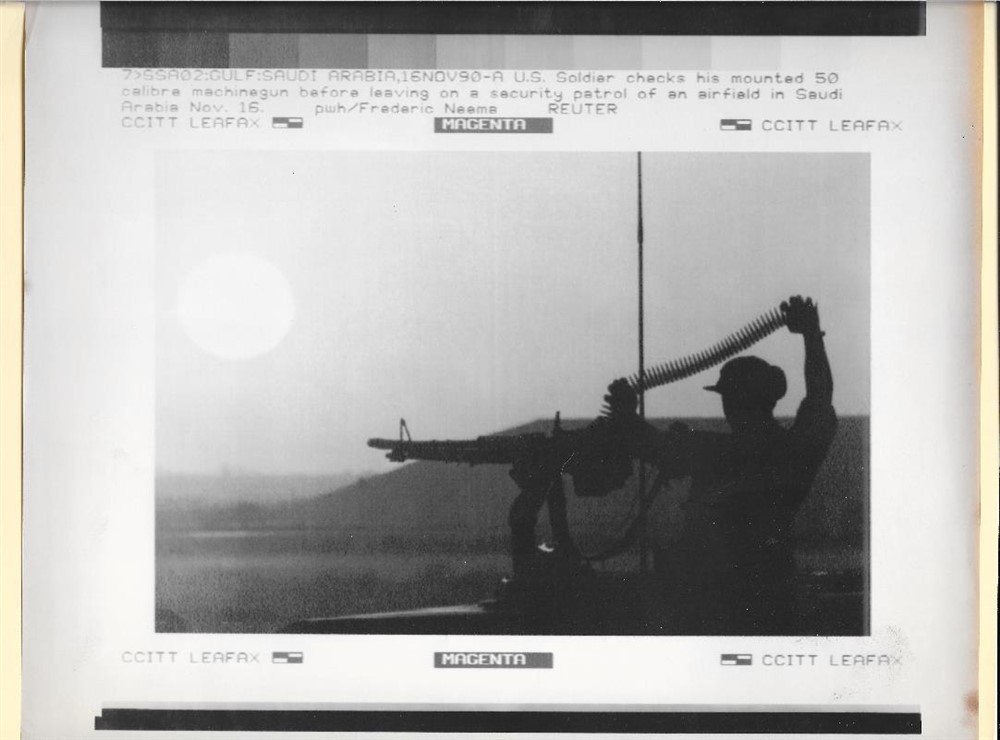1990 Preparing for Security Patrol at Airfield Saudi Arabia Original News Photo