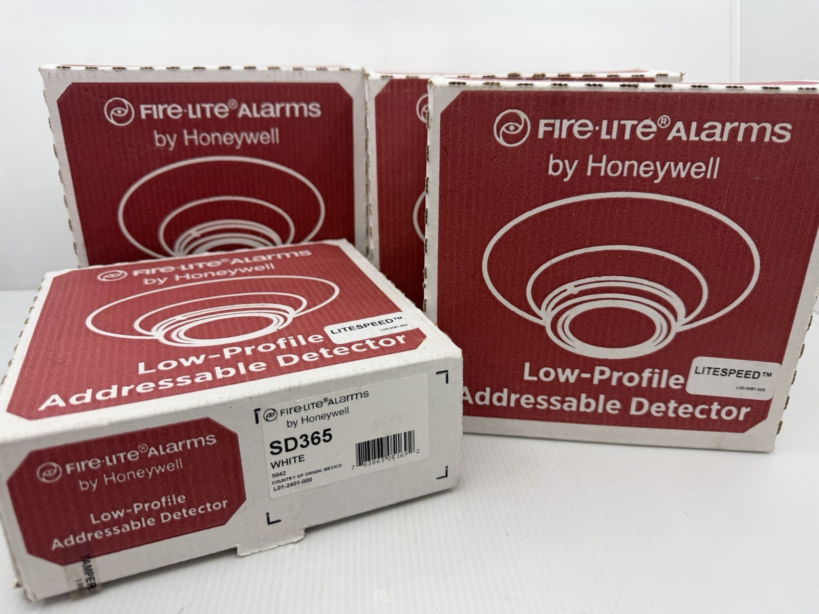 Lot of 3 Fire-Lite Low Profile Photoelectric Smoke Detectors SD365 Fire Alarm