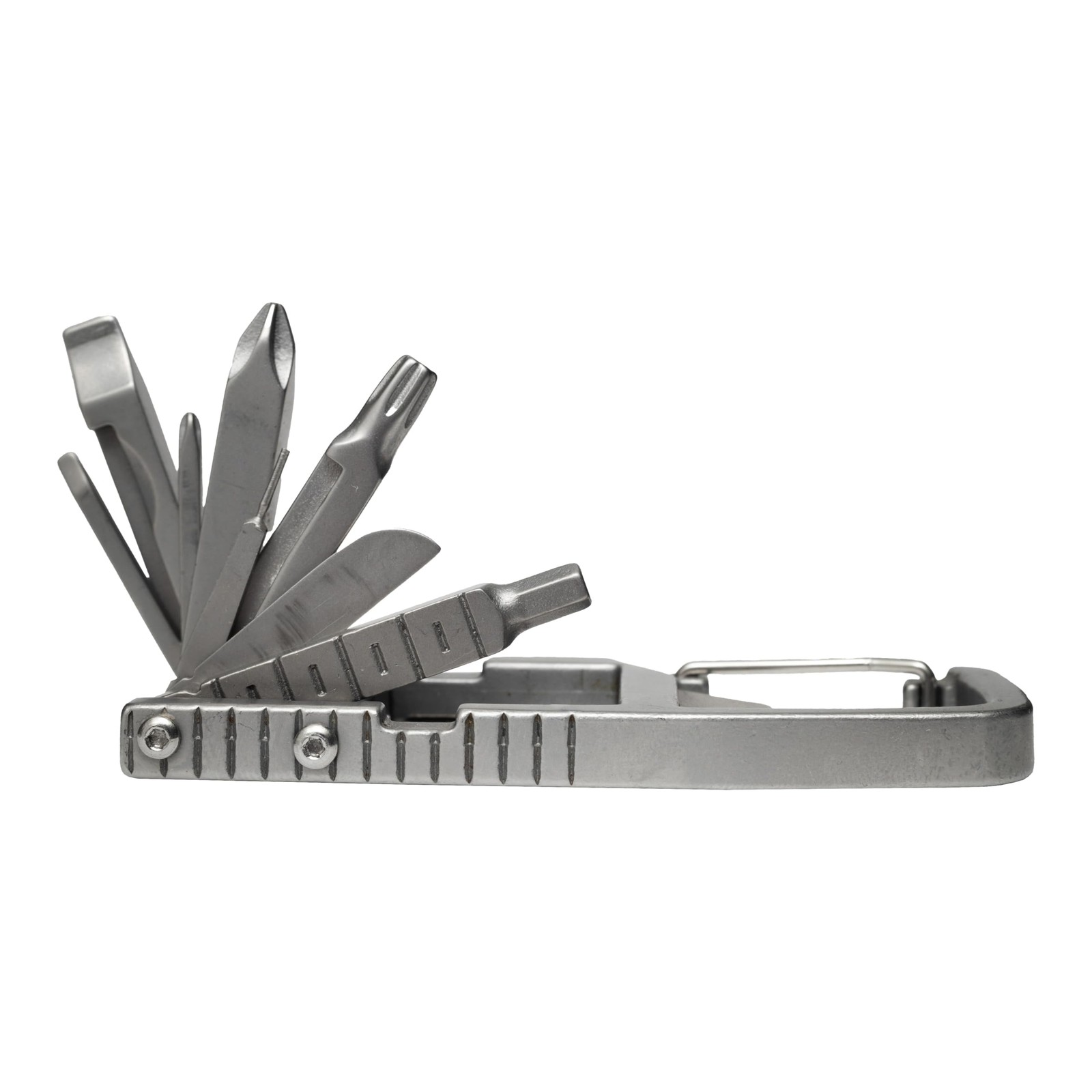 PELZ 12 in 1 Multi Tool Carabiner, Folding Kit, Keychain Silver