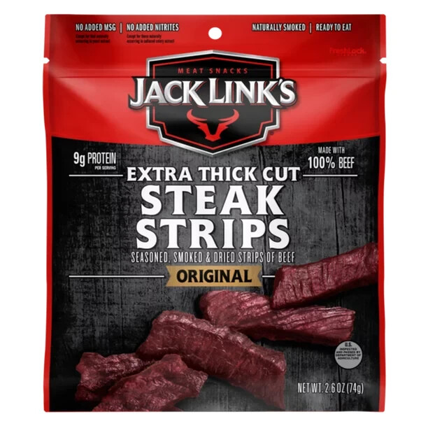 Jack Link's Extra Thick Cut Original Steak Strips, Original, 2.6 oz