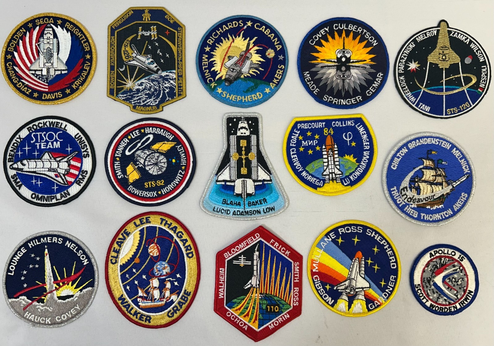 LOT 15 Vintage NASA Embroidered Mission Patches Space Shuttle STSOC Apollo 15