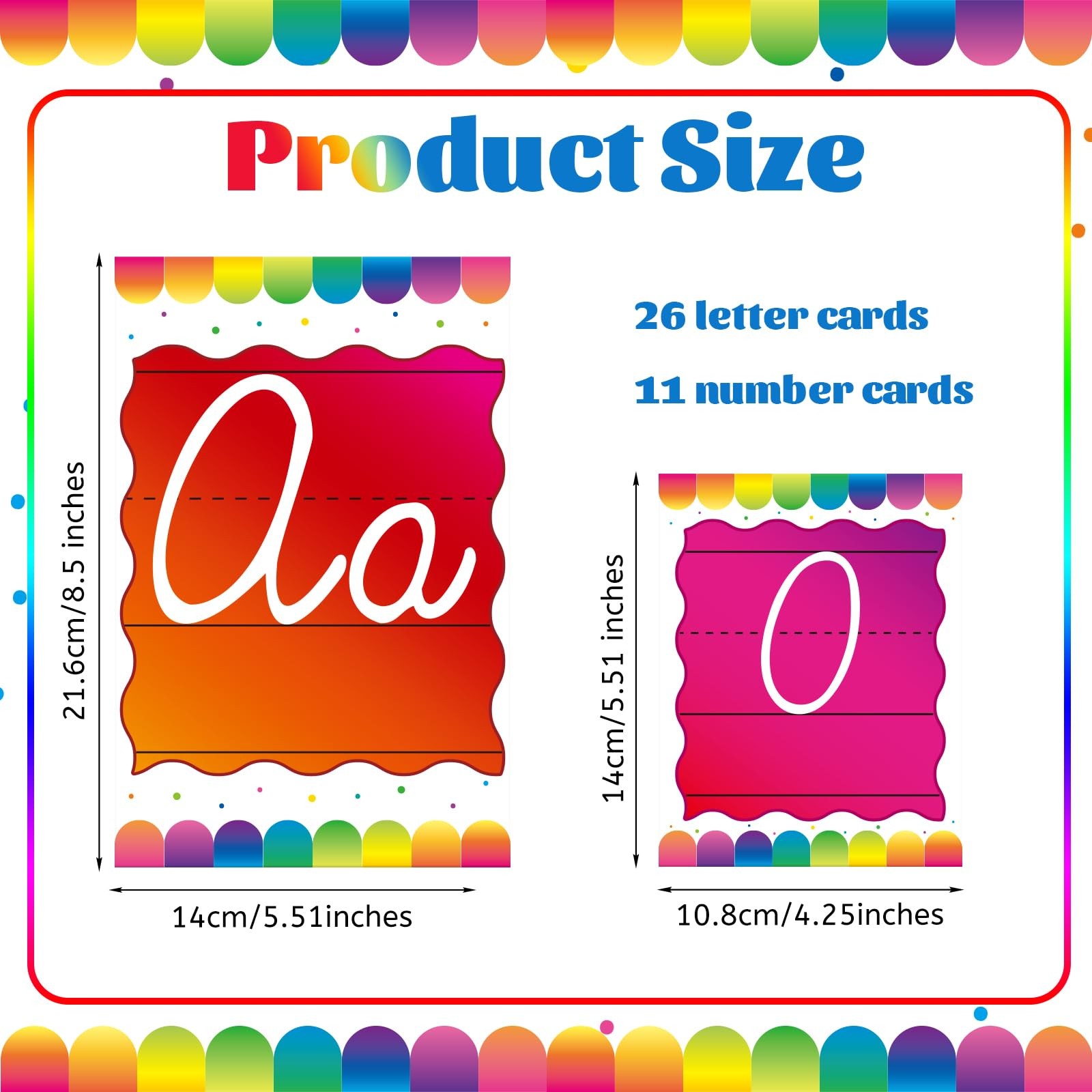 Gilprop 37 Pcs Rainbow Cursive Alphabet Line for Classroom Wall Cursive Alpha...