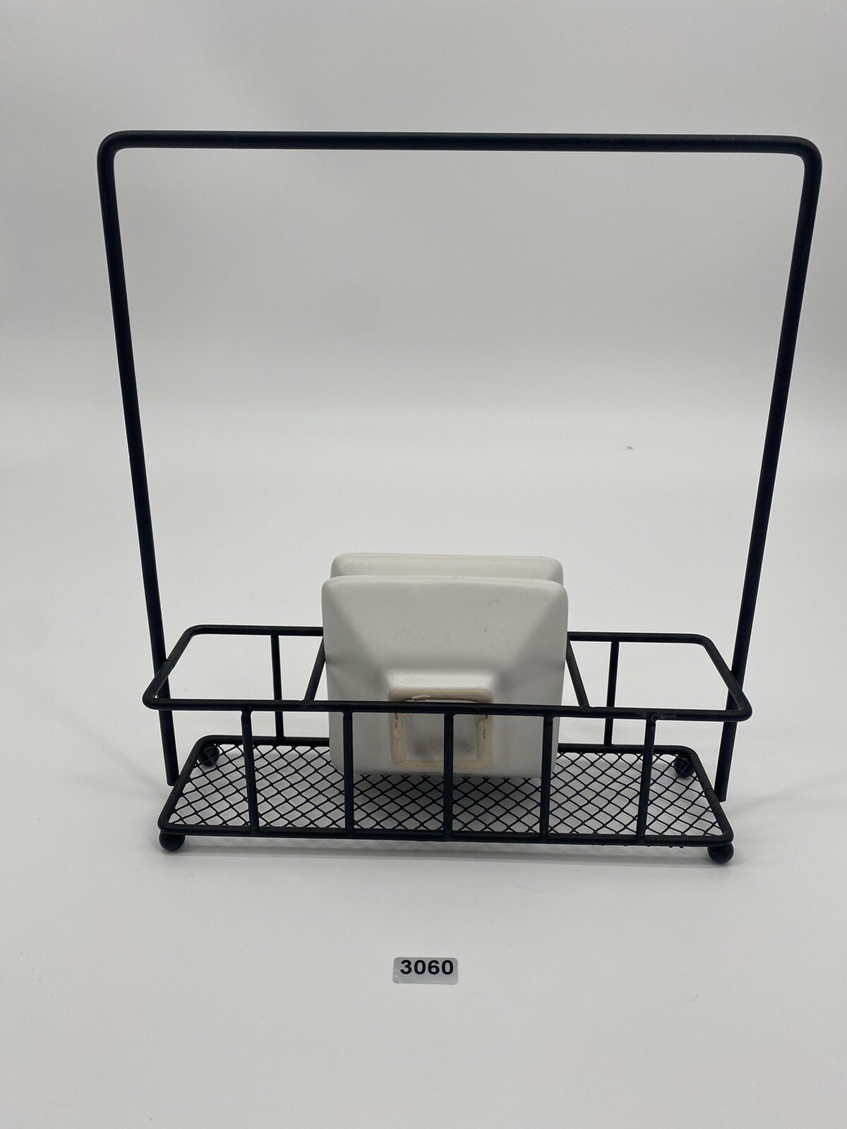 Tabletop Condiments Caddy Wrought Iron Black whith 2 plates