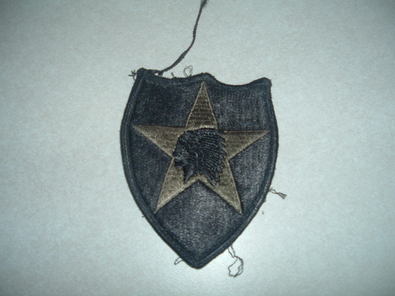 MILITARY US ARMY PATCH 2ND INFANTRY DIVISION BLACK GREEN SUBDUED COMBAT USED SE