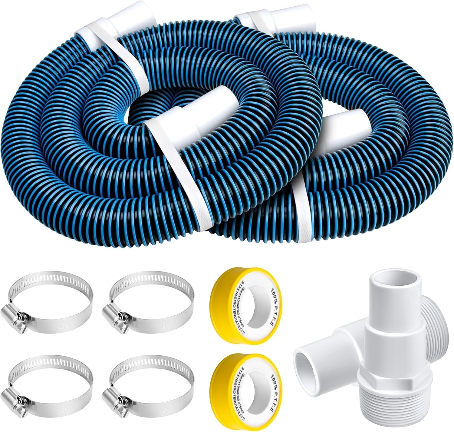 Durable 1-1/2 Inch Pool Pump Hoses for Hayward - 6 Ft Replacement Kit (2 Pack)