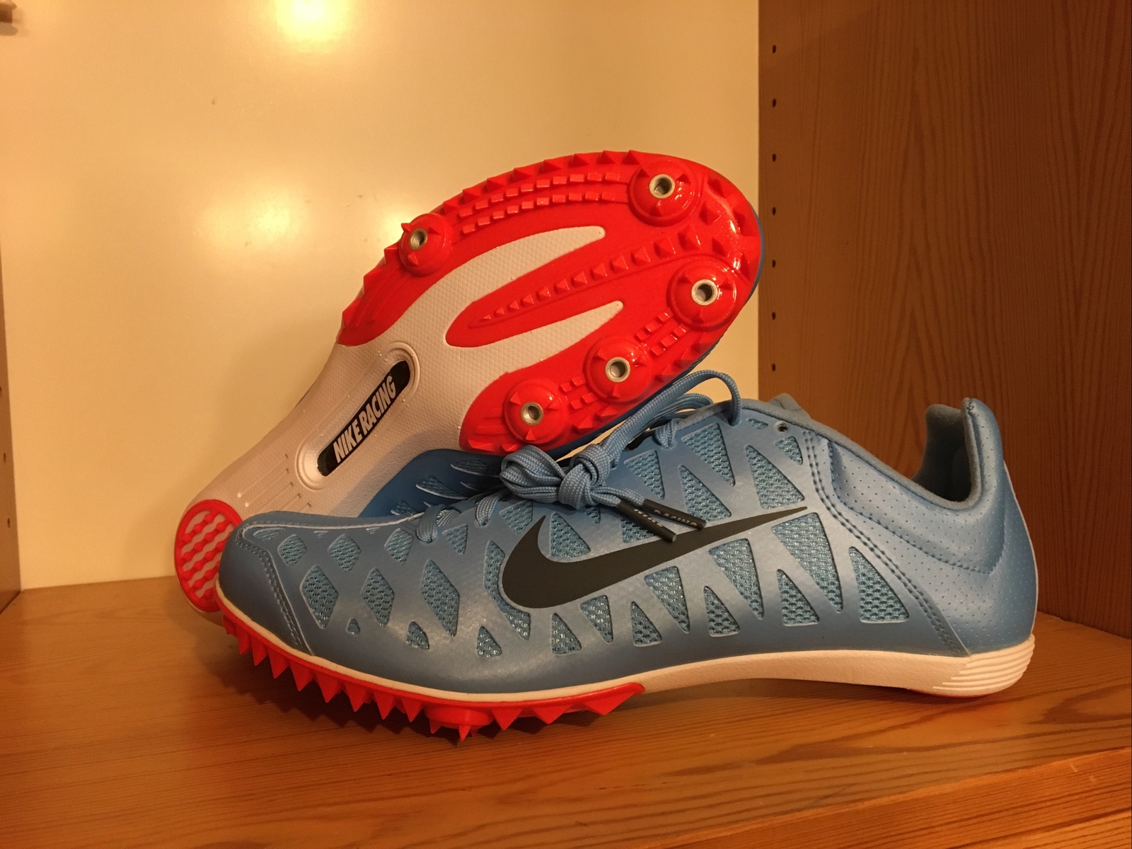 Nike Zoom Maxcat 4 Mens 9 Womens 10.5 Track Shoes Spikes Football Blue Fox