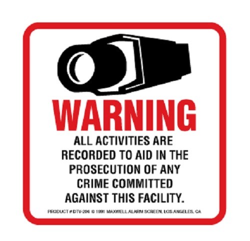 CCTV WARNING DECALS-PACK OF 10, 4" Decals-#DTV204