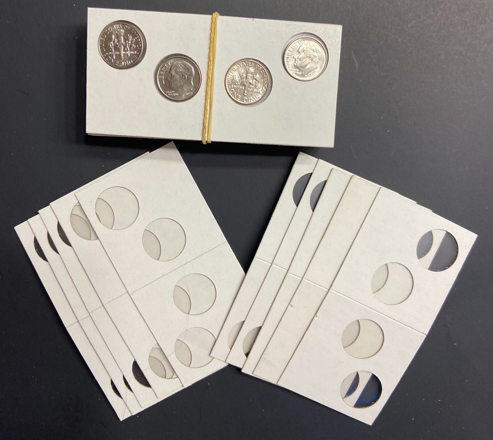 (2) - DOUBLE Penny / Dime Size 2x2 Premium Cardboard Mylar Coin Holder Flip