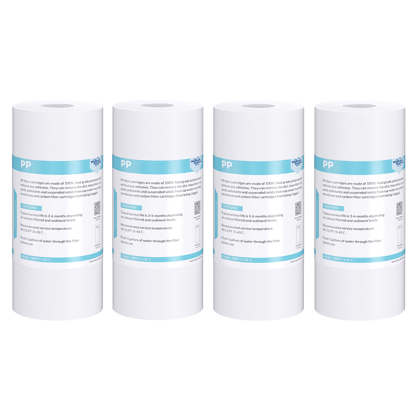 4 Pack 5 Micron 10"x4.5" Sediment Water Filter Cartridges For Big Blue RO System