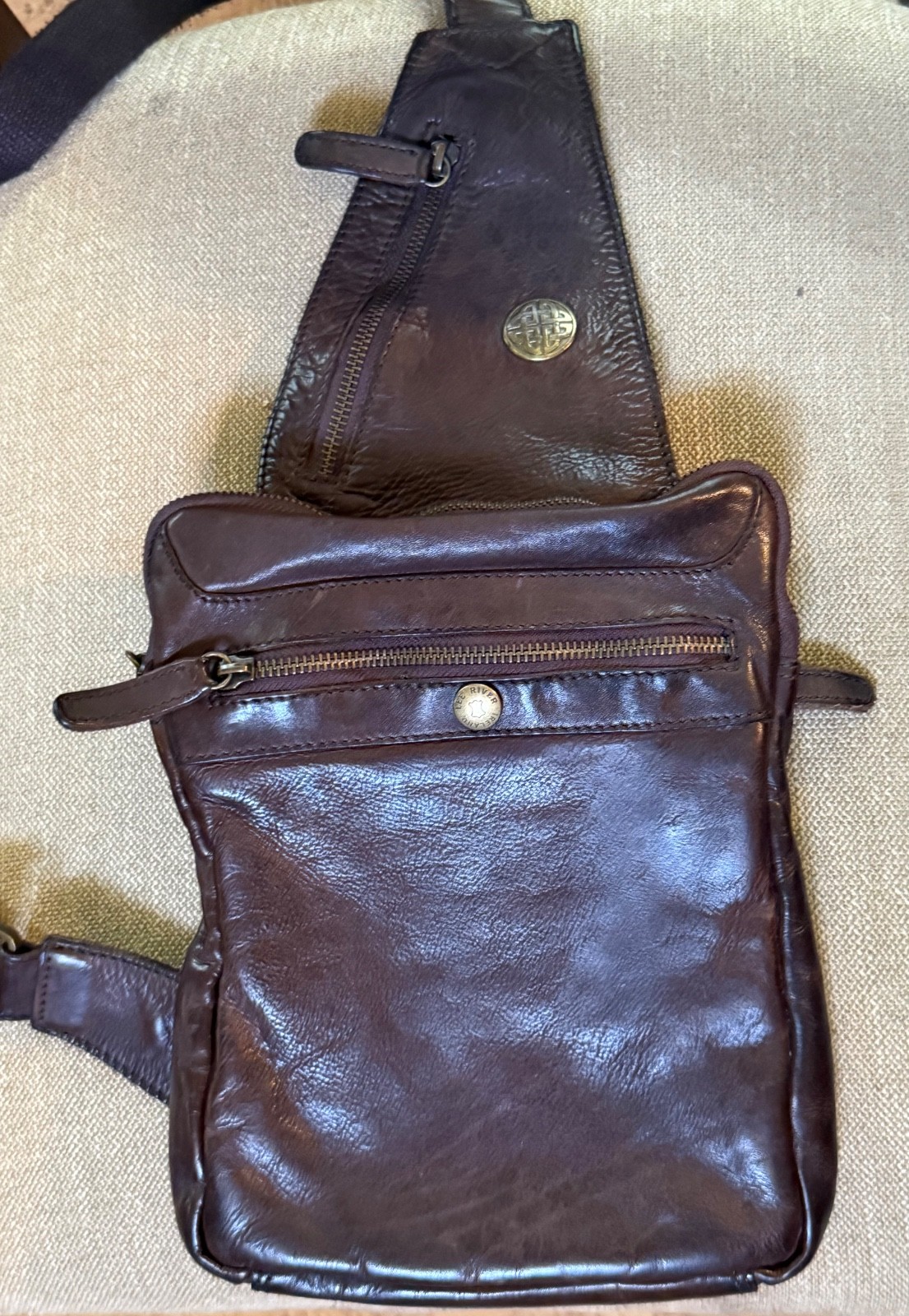 Lee River Dark brown Irish Celtic Leather Sling Bag