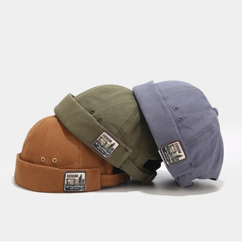 Hat Skullcap Sailor Rolled Cuff Retro Beanie Hats Adjust K1 Brimless Docker Cap