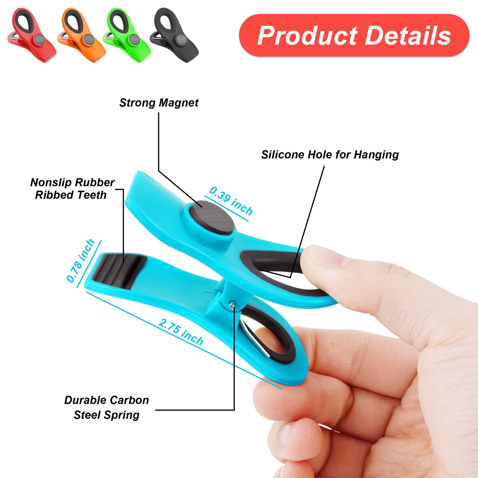 Jetmore 12 Pack Chip Clips Bag Clips, Magnetic Clip for 12 Pack, 12