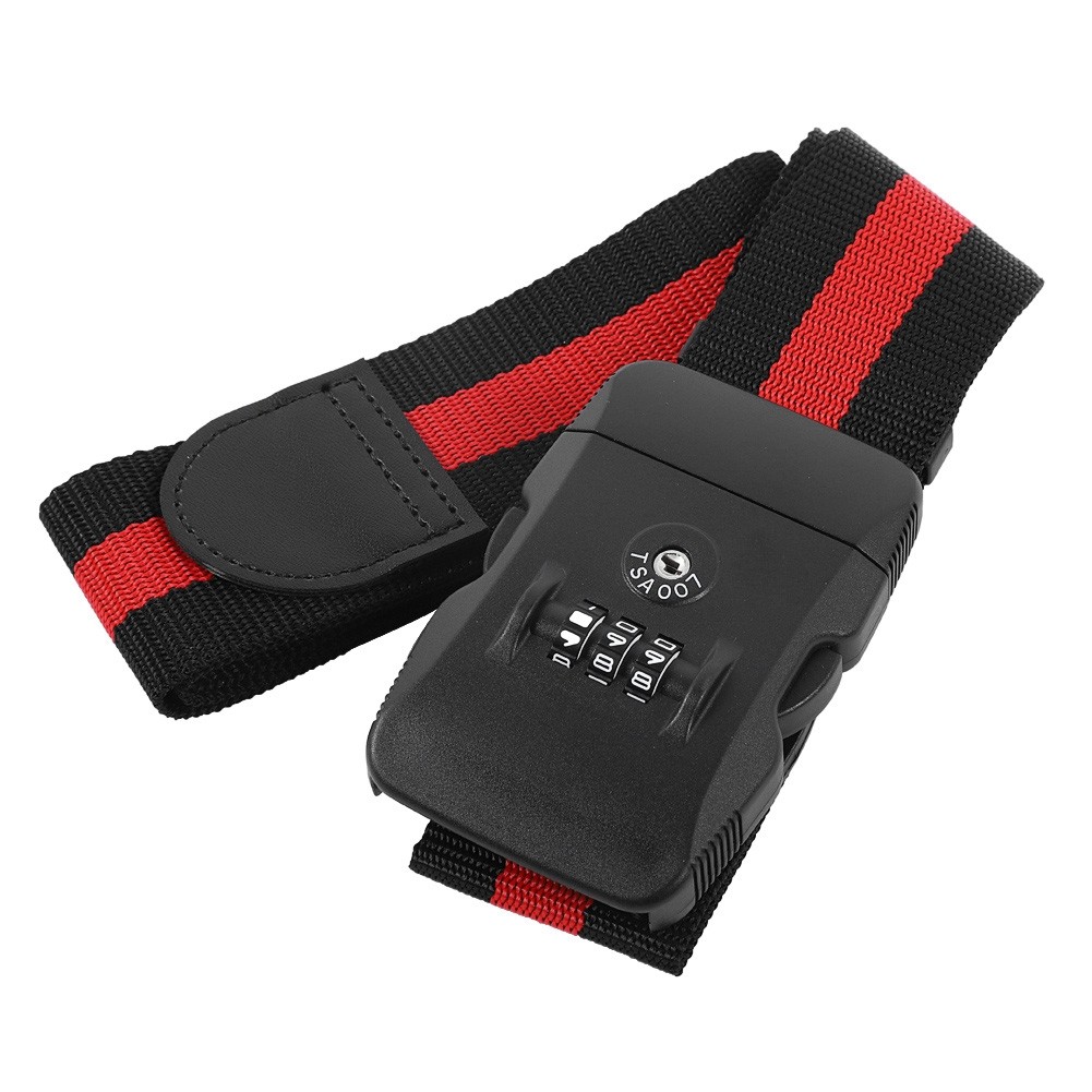 Luggage Strap Cross Travel Suitcase Belt TSA Combination Lock Black Red
